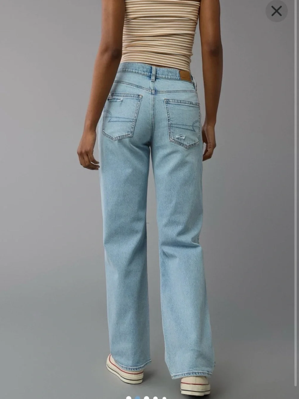 American Eagle Outfitters Ripped High-Waisted Light Blue Stovepipe Jean - Picture 3 of 11